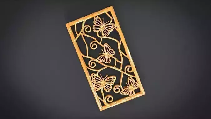 Window ventilation ornaments with Butterfly motifs Low-poly 3D model