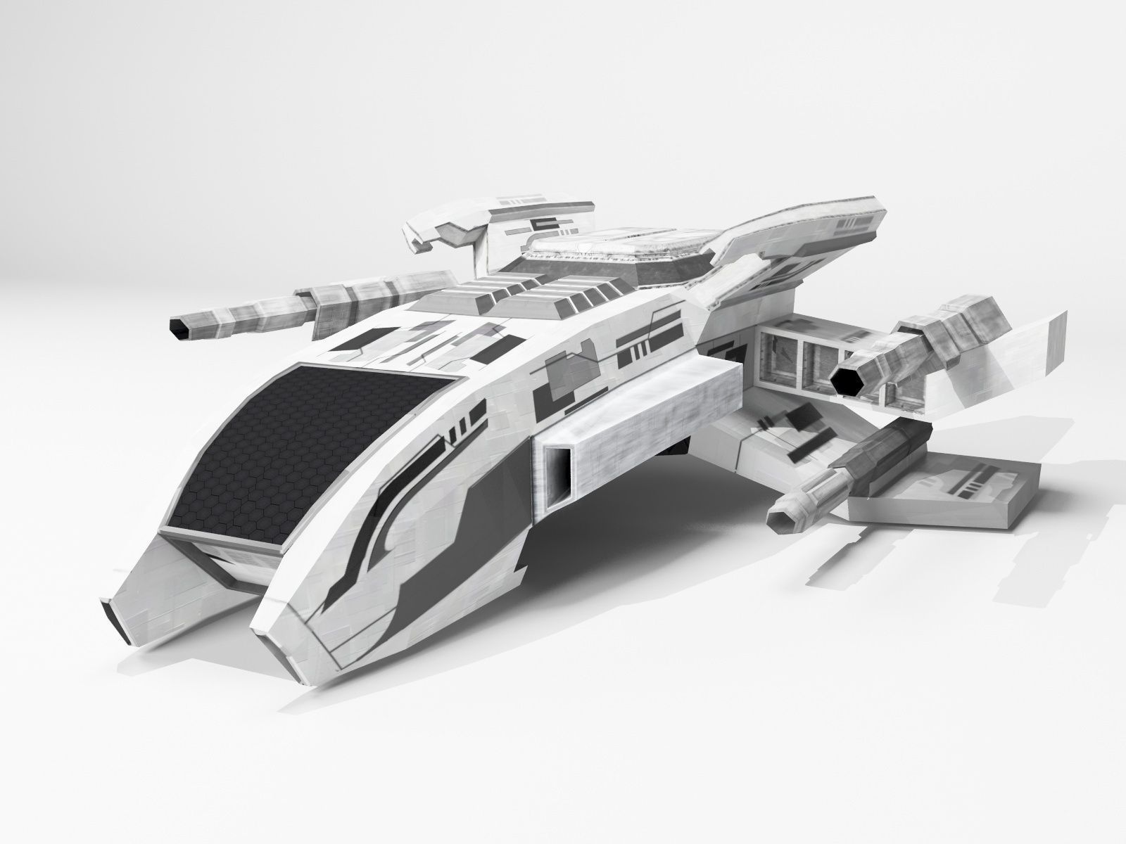 3D model Space Ship VR / AR / lowpoly MAX OBJ