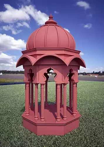 jarukha indian gazebo on grassy field 3D print model