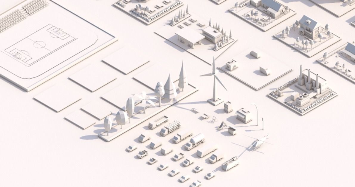 Polygonia City Buildings Cars and Elements Pack Low-poly 3D model_10