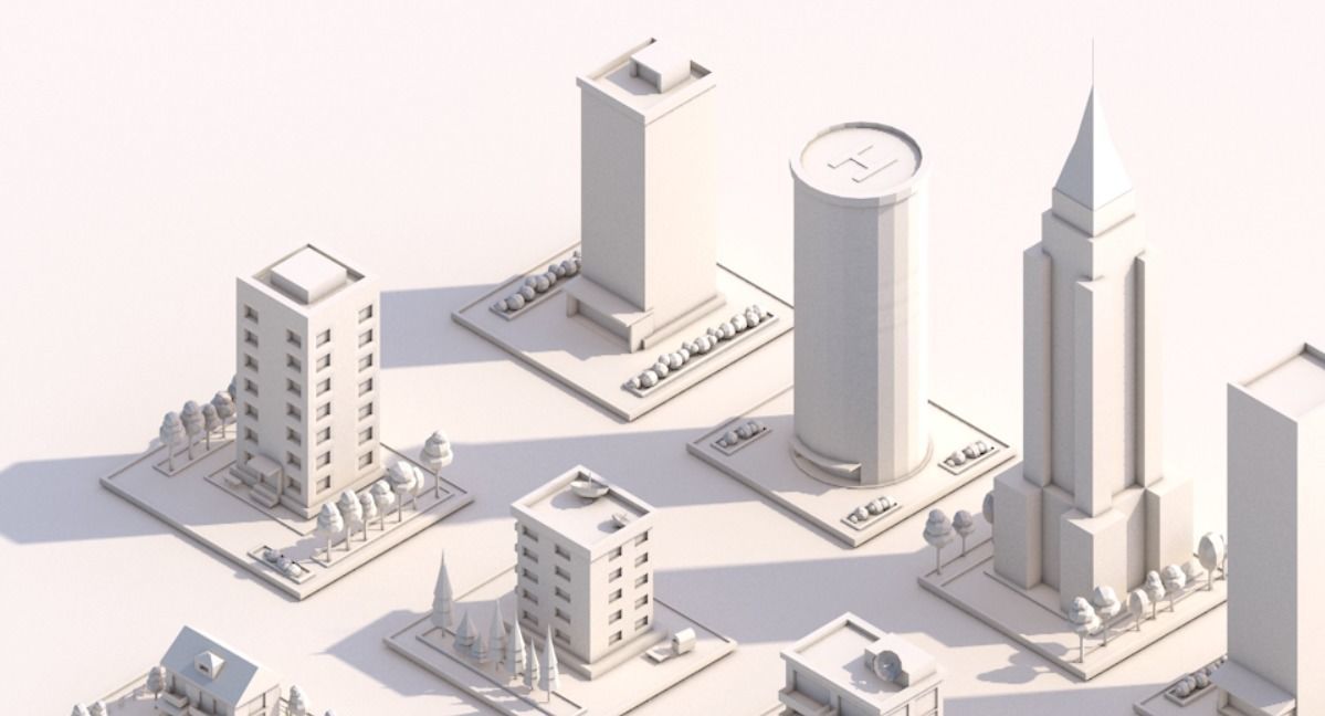 Polygonia City Buildings Cars and Elements Pack Low-poly 3D model_8