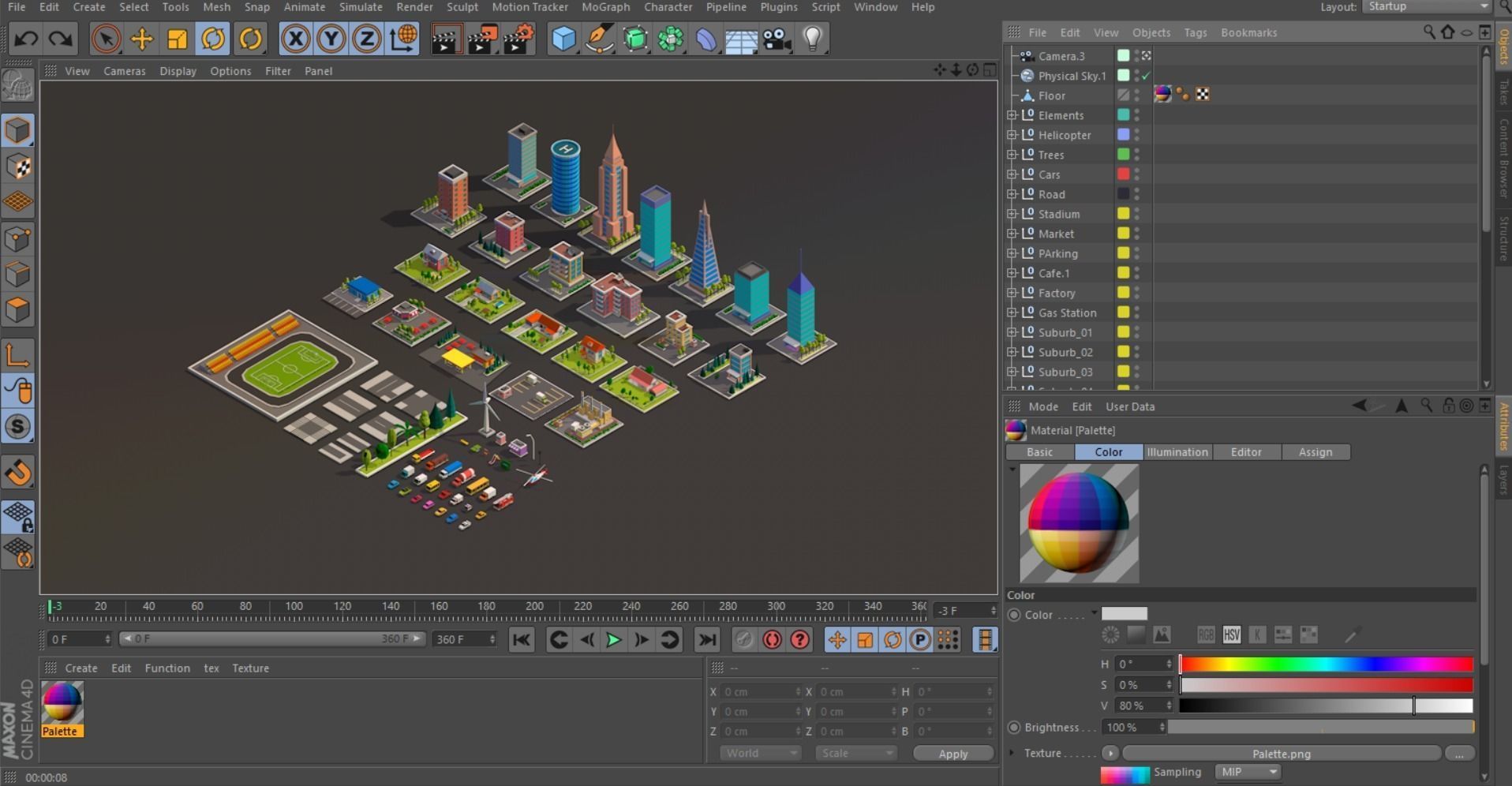 Polygonia City Buildings Cars and Elements Pack Low-poly 3D model_12