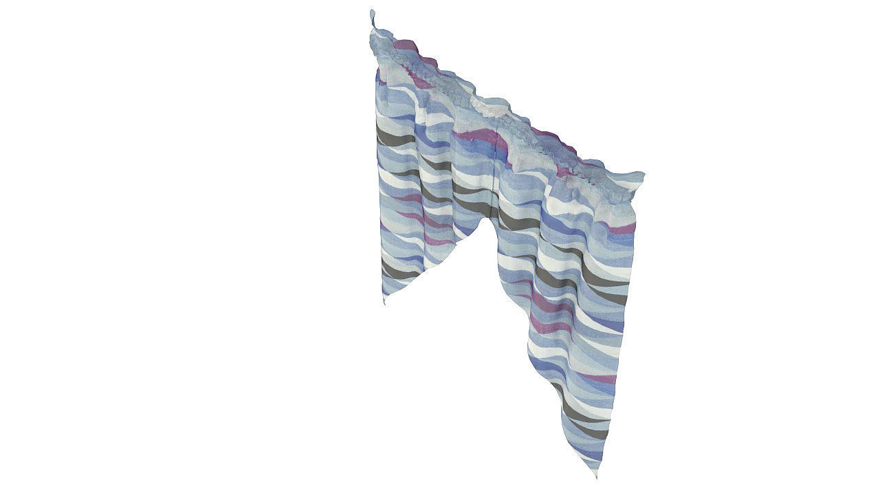 Wool primitive style curtain 3D model_7