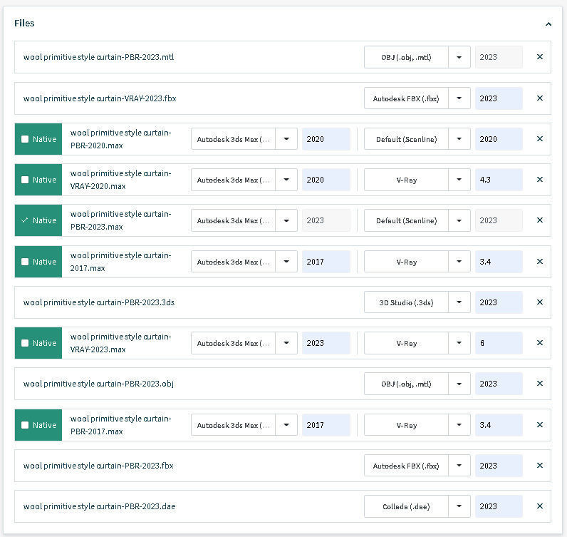 Wool primitive style curtain 3D model_24