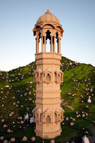 jarukha tower in middle of grassy hill 3D print model