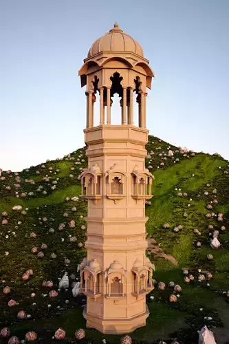 jarukha tower in middle of grassy hill