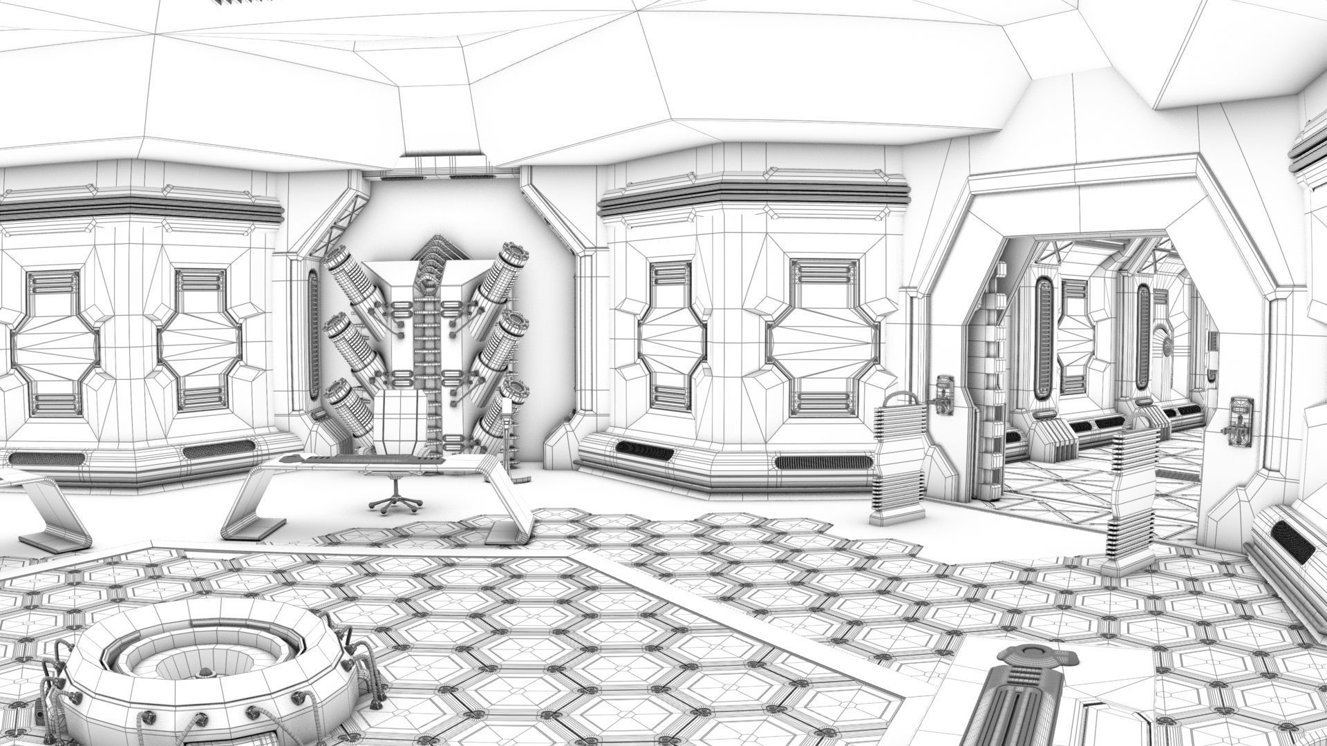 Sci-Fi Corridor and Meeting Room 3D model_6