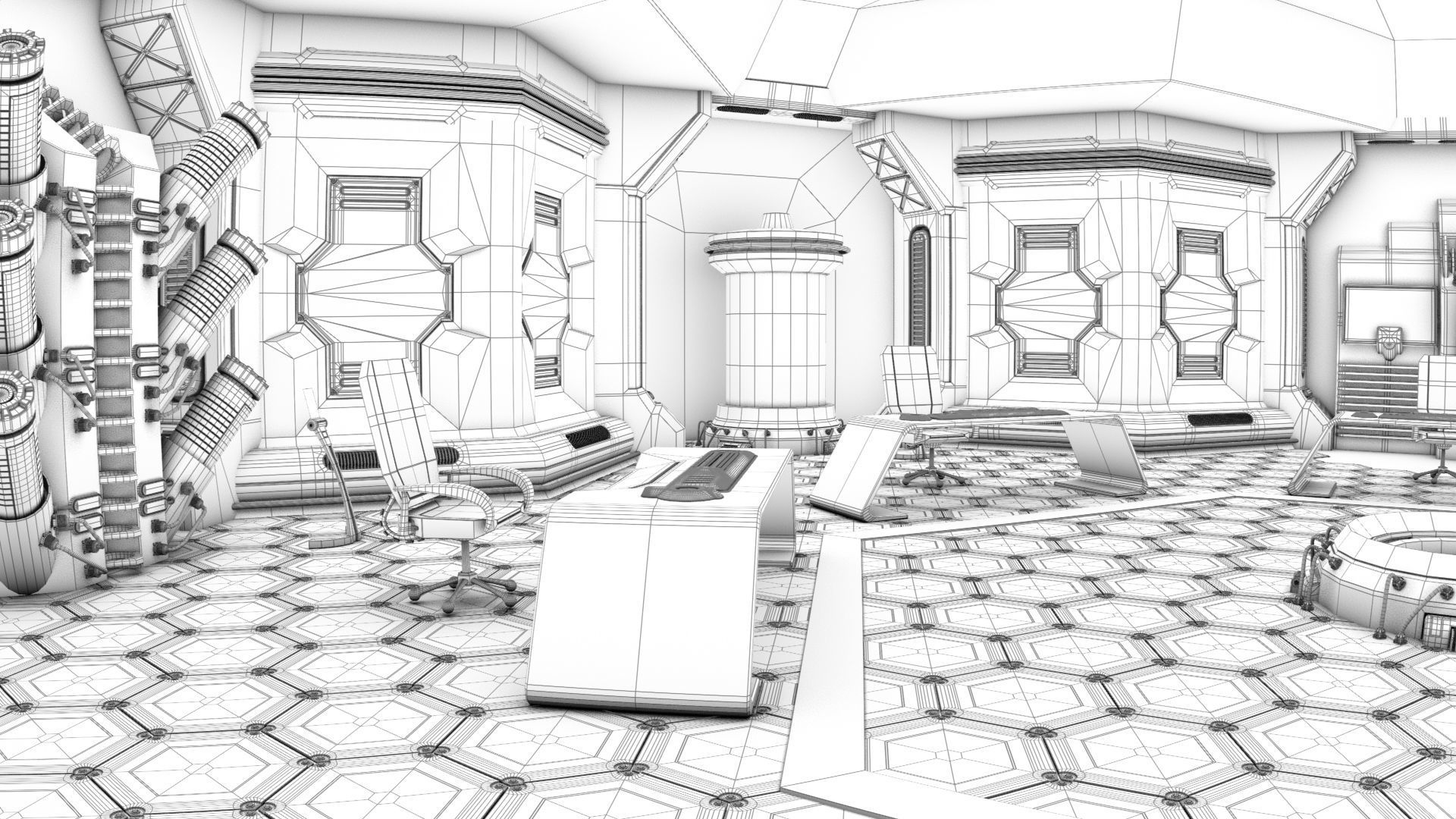 Sci-Fi Corridor and Meeting Room 3D model_10