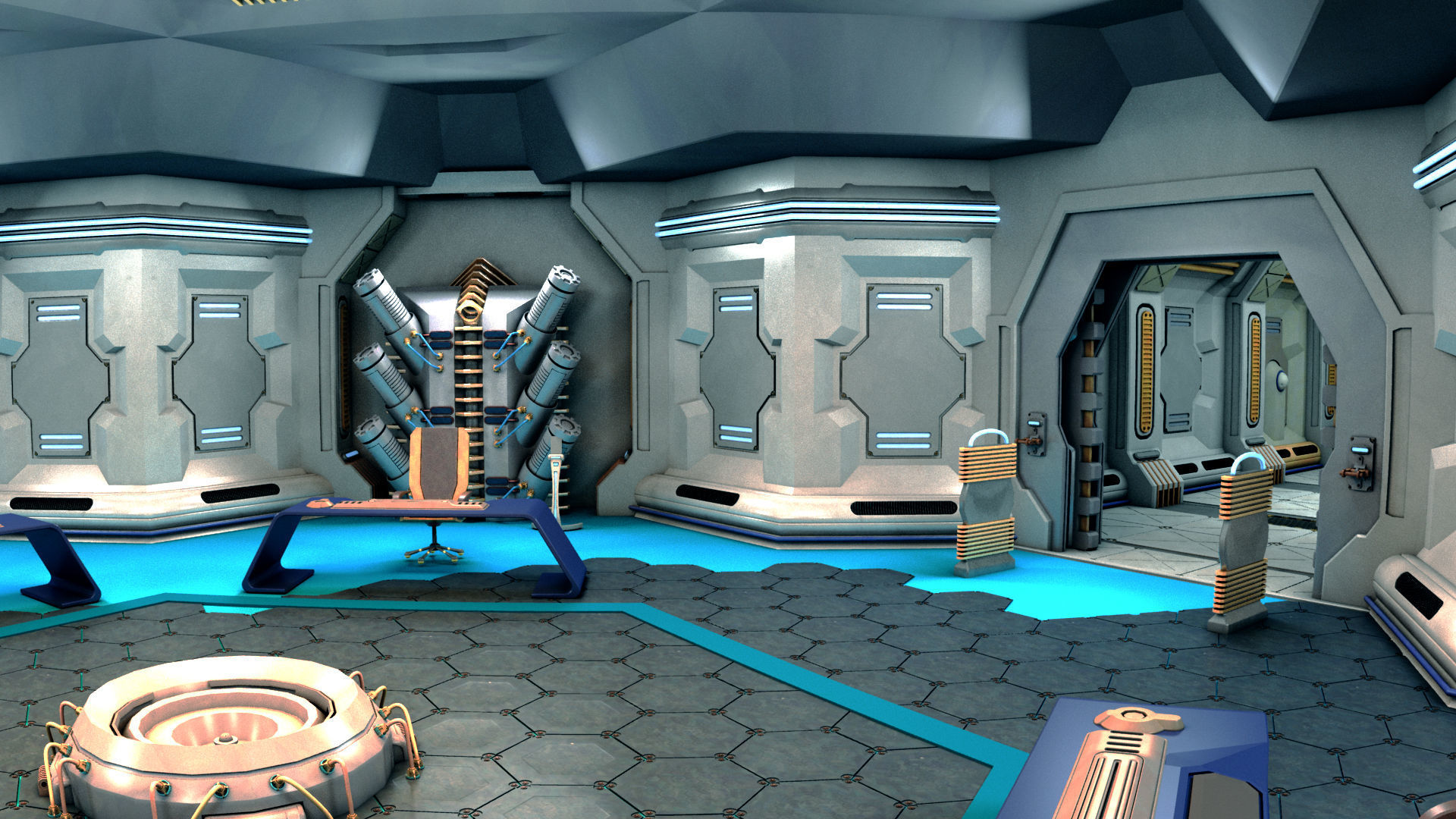 Sci-Fi Corridor and Meeting Room 3D model_5