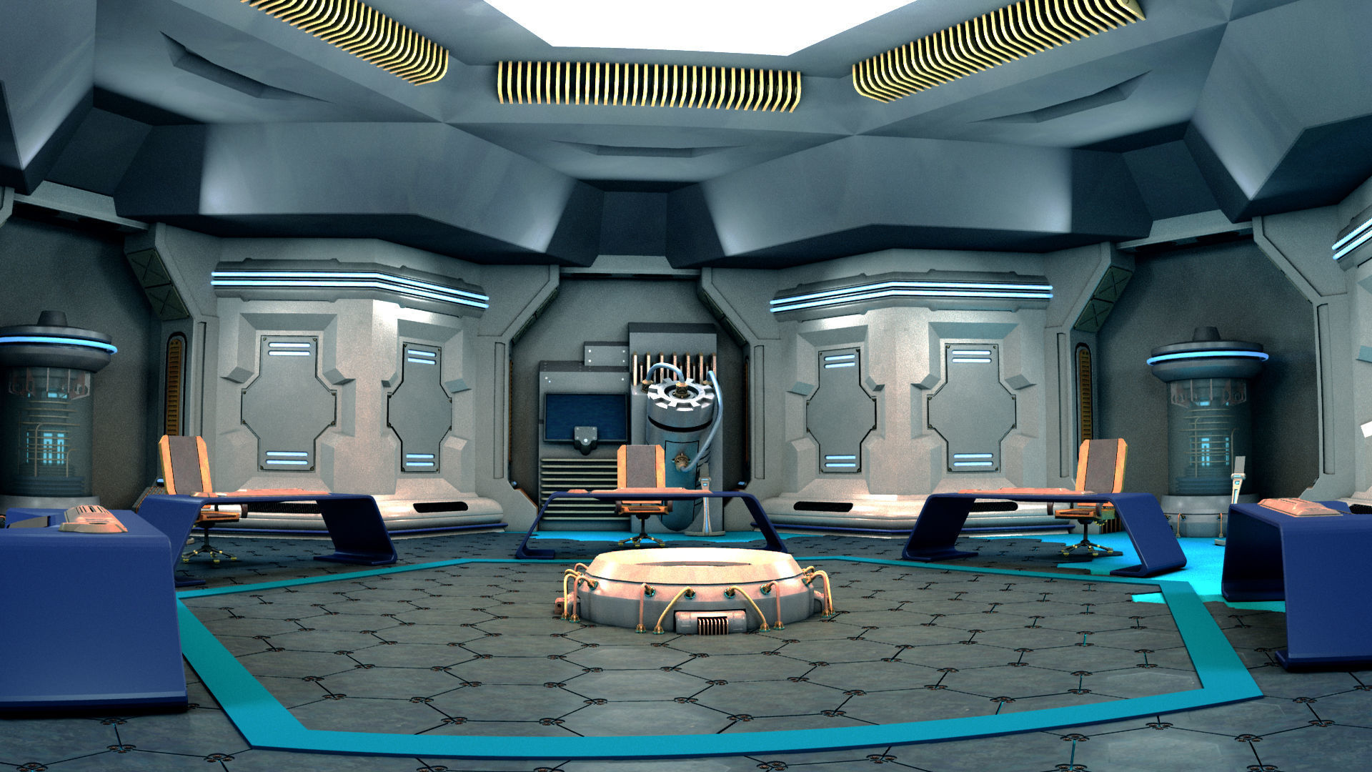 Sci-Fi Corridor and Meeting Room 3D model_7