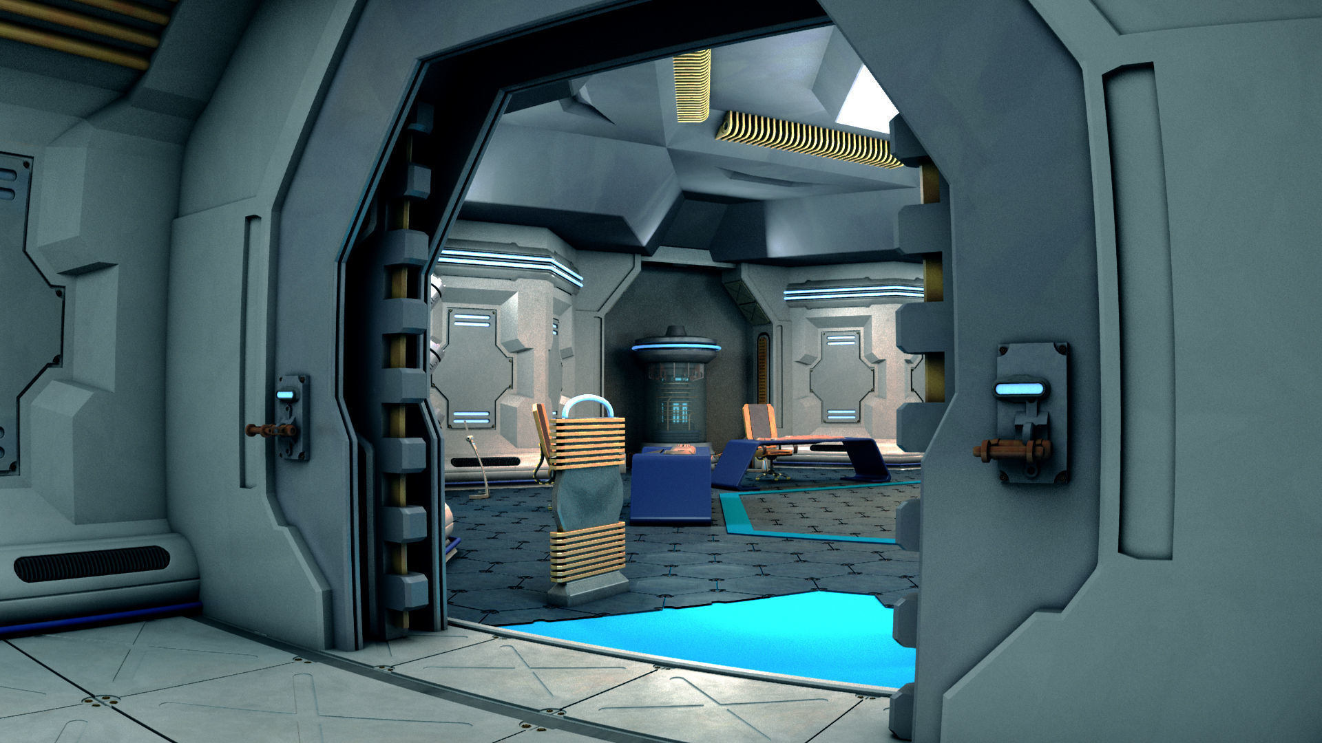 Sci-Fi Corridor and Meeting Room 3D model_3