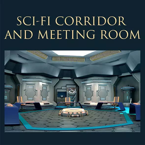 Sci-Fi Corridor and Meeting Room 3D model_0