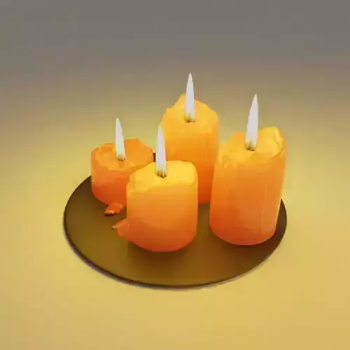 candles three orange on plate