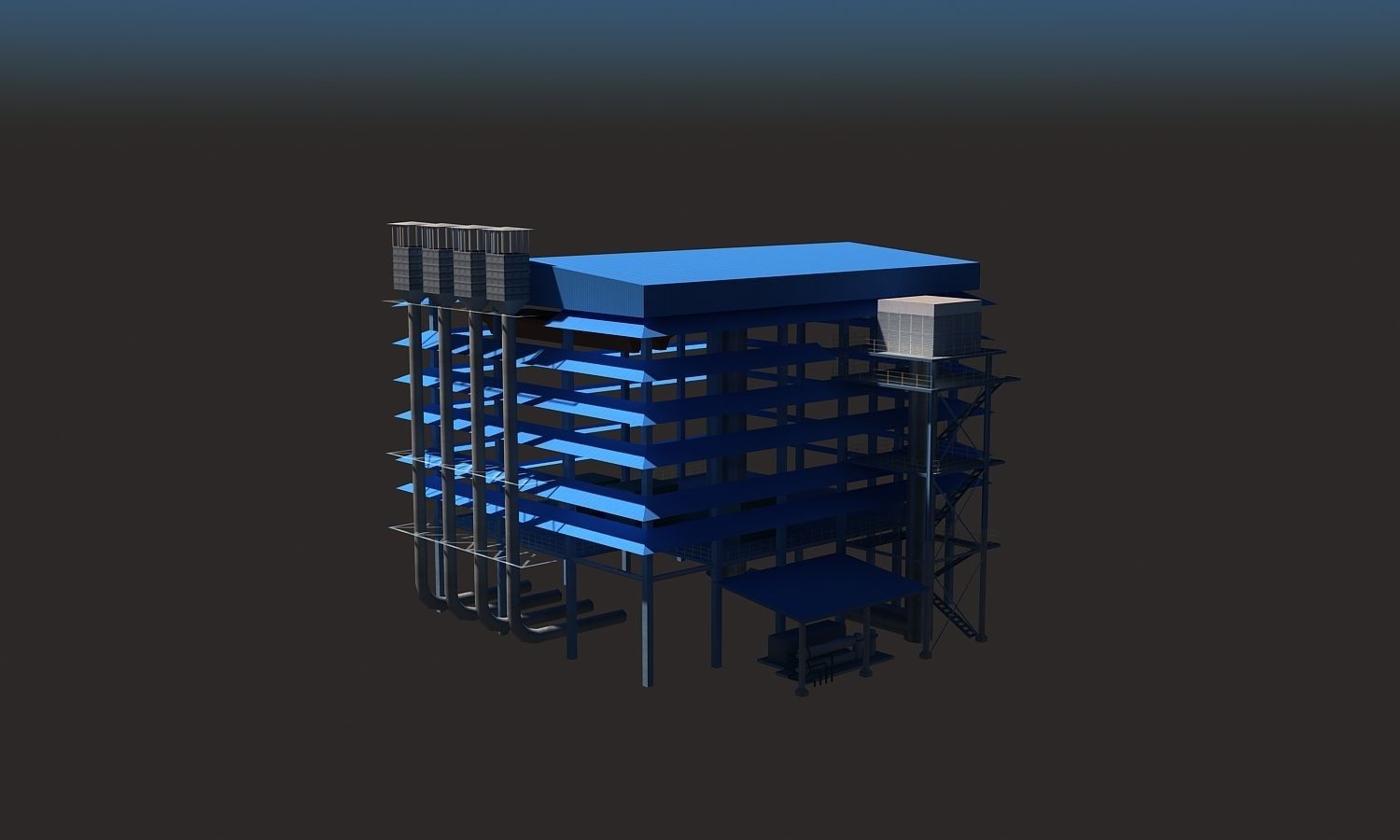 Refinery steel structure Low-poly 3D model_11