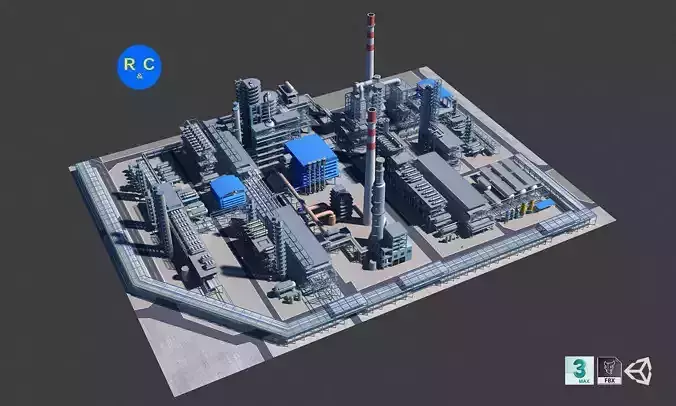 Refinery steel structure Low-poly 3D model