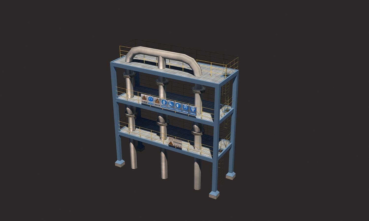 Refinery steel structure Low-poly 3D model_14