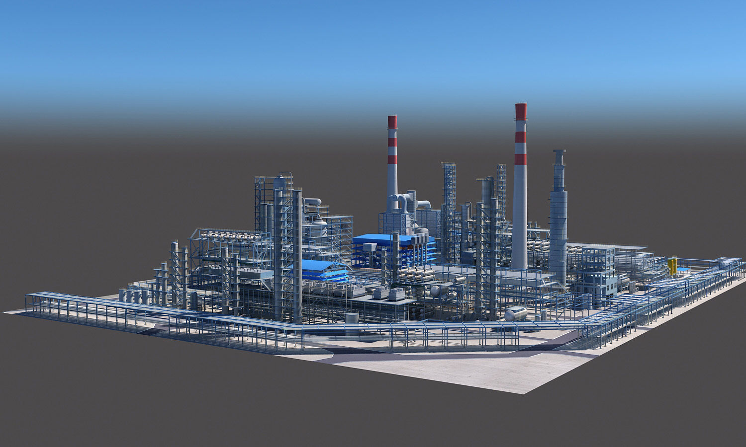Refinery steel structure Low-poly 3D model_5