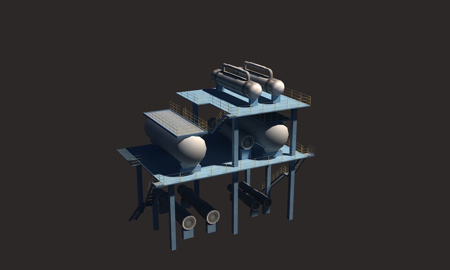 Refinery steel structure Low-poly 3D model_8