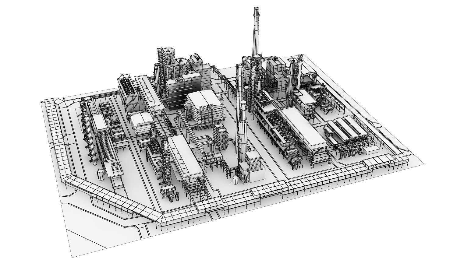 Refinery steel structure Low-poly 3D model_7