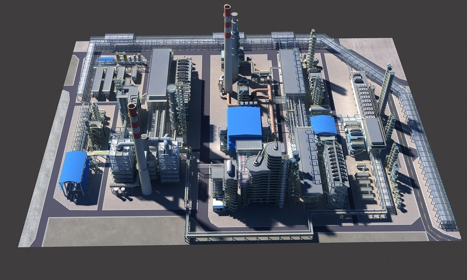 Refinery steel structure Low-poly 3D model_6