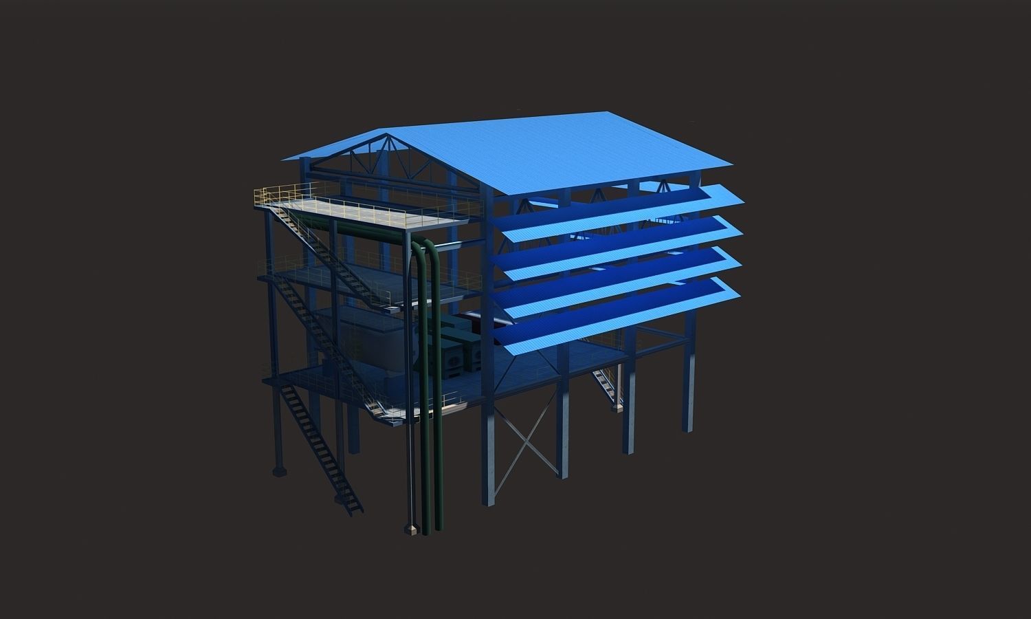 Refinery steel structure Low-poly 3D model_10