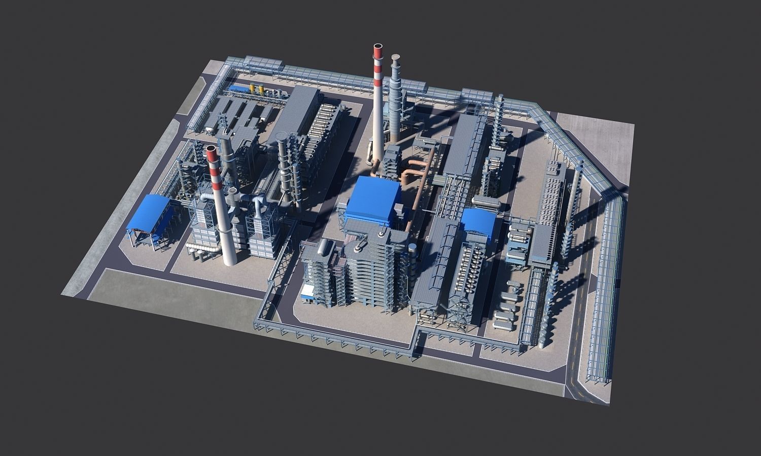 Refinery steel structure Low-poly 3D model_1