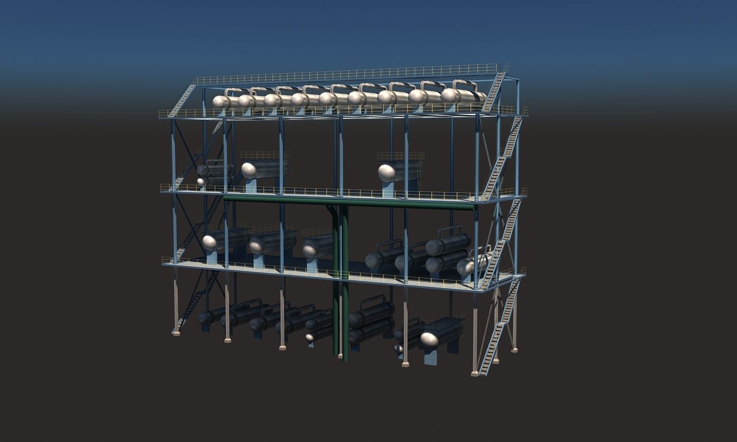 Refinery steel structure Low-poly 3D model_9