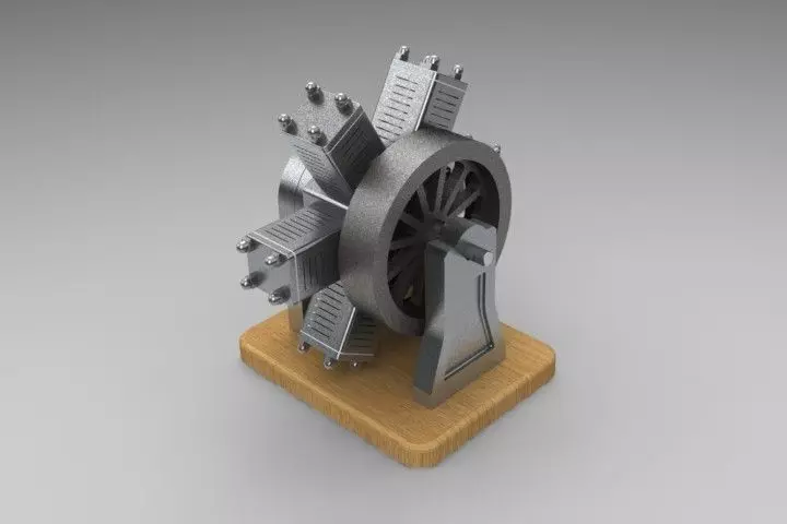 Pneumatic 6 Cylinder Radial Engine Free 3D model