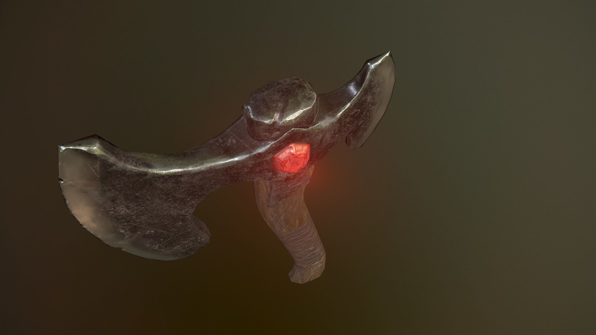 War Axe 01 Low-poly 3D model_5