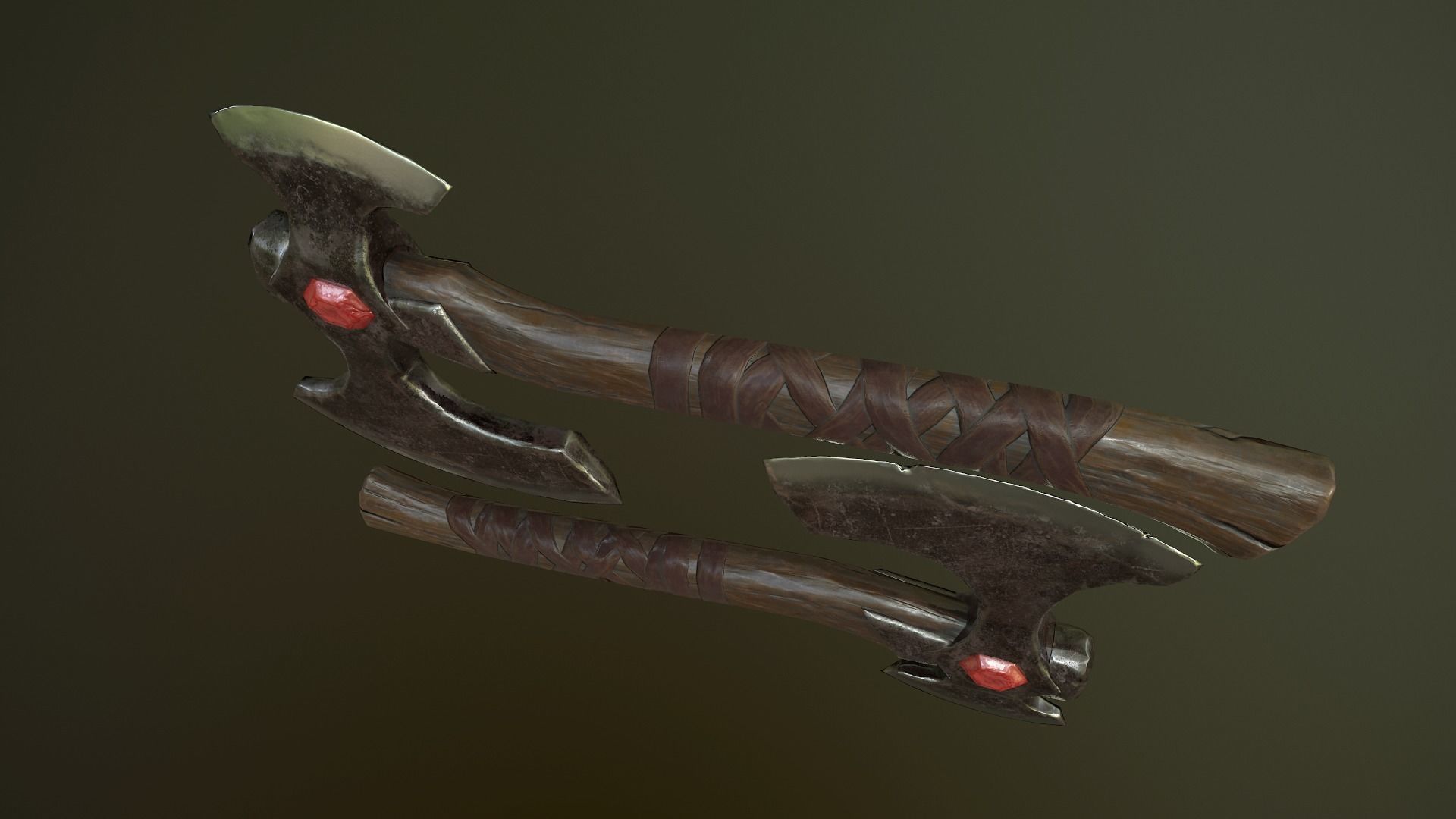 War Axe 01 Low-poly 3D model_7