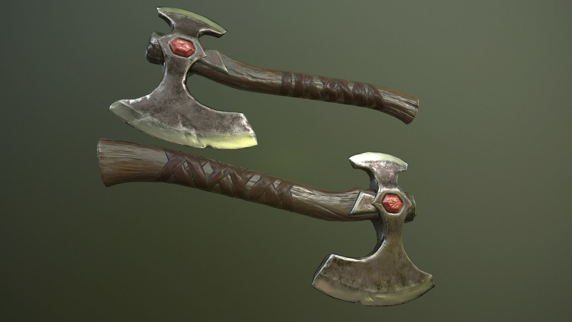 War Axe 01 Low-poly 3D model_6