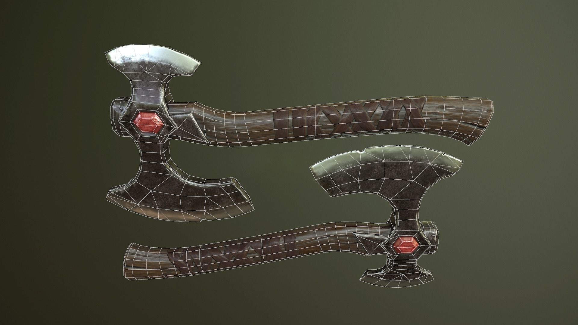 War Axe 01 Low-poly 3D model_8