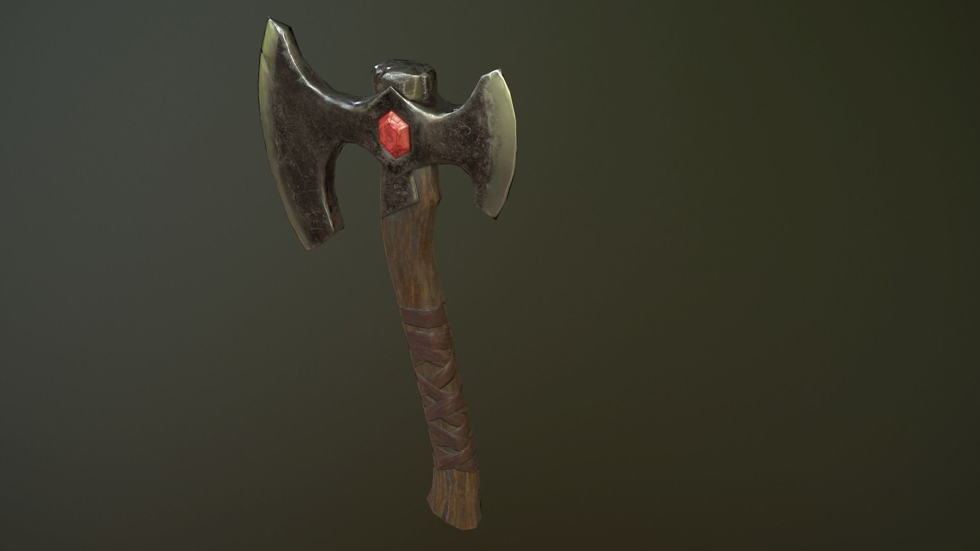 War Axe 01 Low-poly 3D model_2