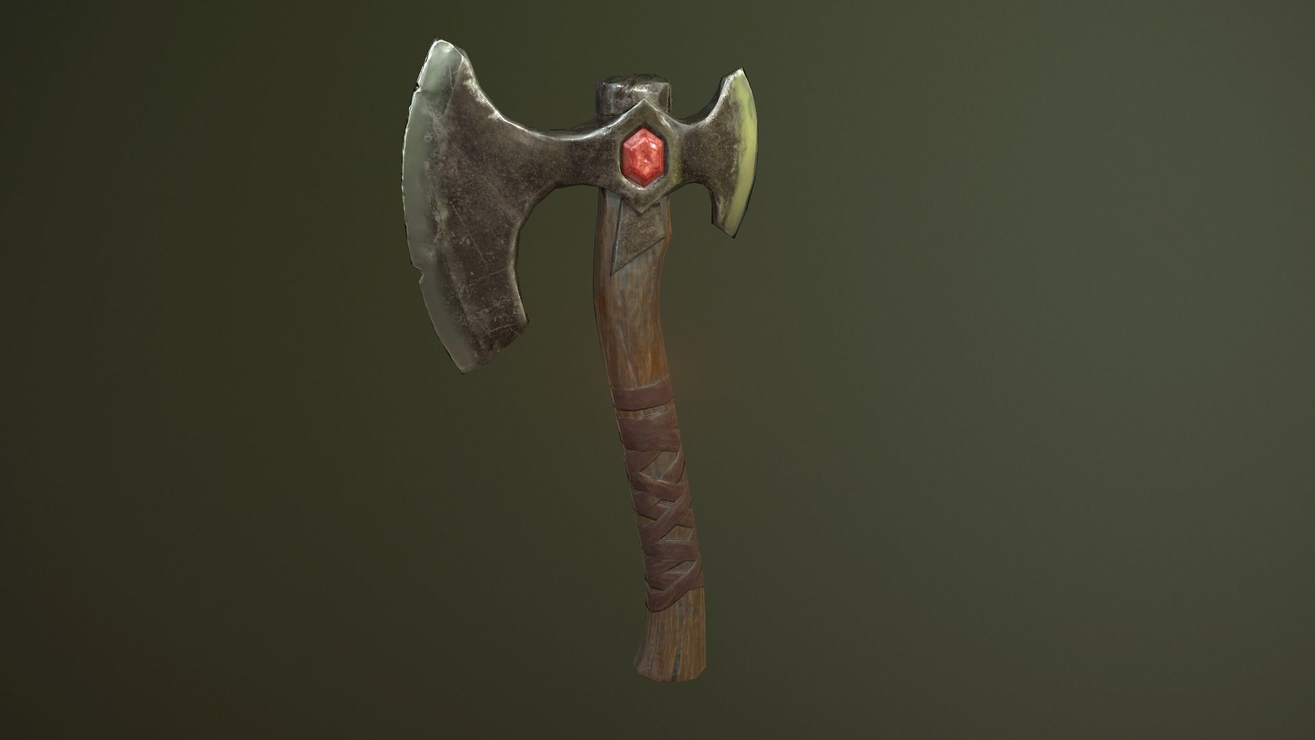 War Axe 01 Low-poly 3D model_1