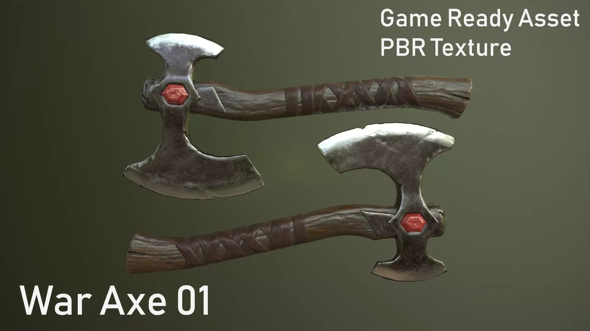 War Axe 01 Low-poly 3D model_0
