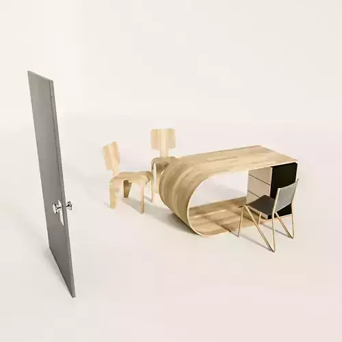 small office Low-poly 3D model