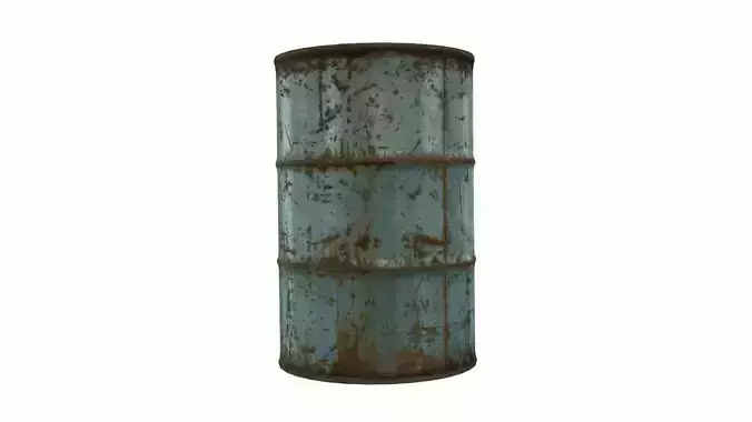 Low Poly Steel Barrel With PBR Material Low-poly 3D model
