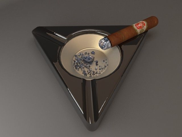 Ashtray and cigar 3D model_1