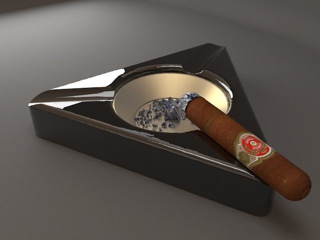 Ashtray and cigar 3D model_2