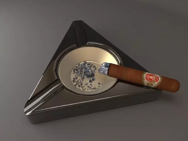 Ashtray and cigar 3D model_0
