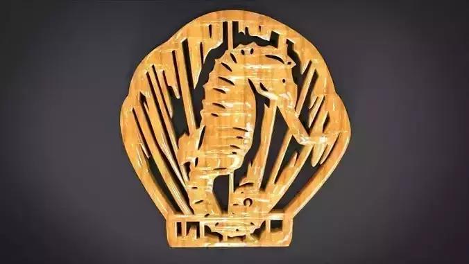 Window ventilation ornaments with Seahorse motifs Low-poly 3D model