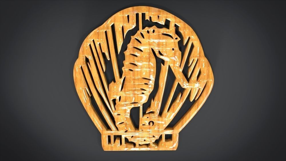 Window ventilation ornaments with Seahorse motifs 3D print model_1