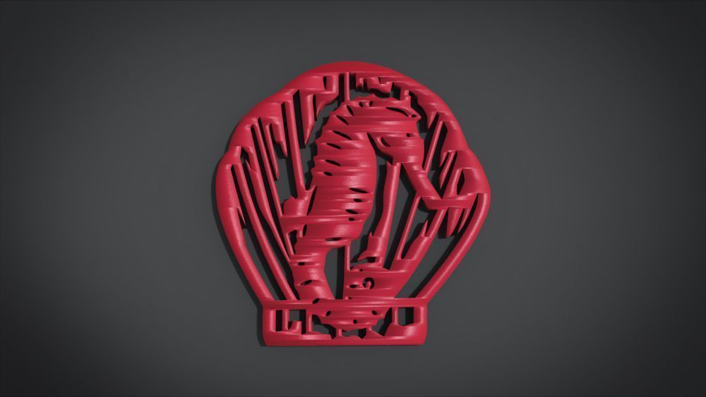 Window ventilation ornaments with Seahorse motifs 3D print model_13