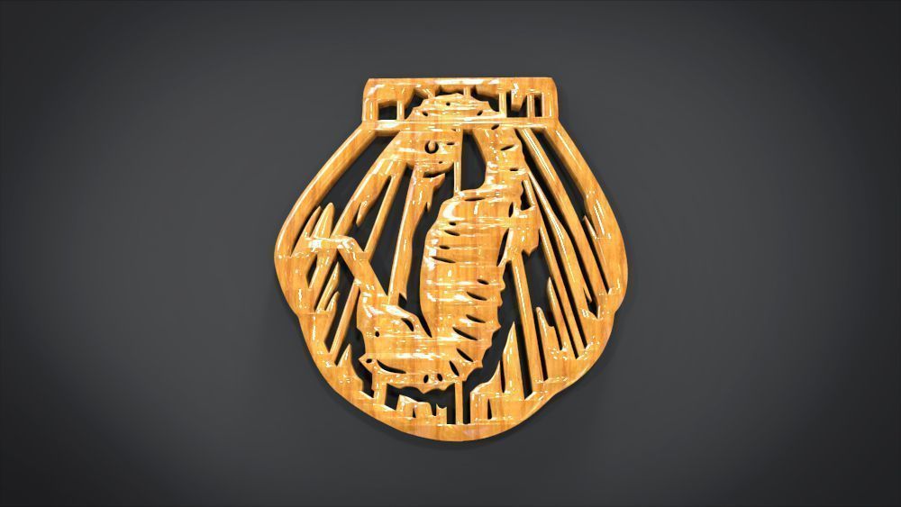 Window ventilation ornaments with Seahorse motifs 3D print model_6