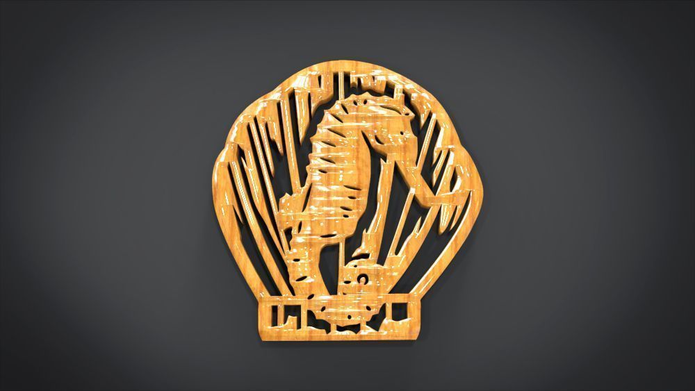 Window ventilation ornaments with Seahorse motifs 3D print model_4
