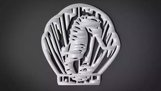 Window ventilation ornaments with Seahorse motifs 3D print model