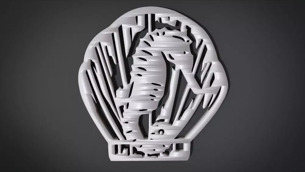 Window ventilation ornaments with Seahorse motifs 3D print model_0