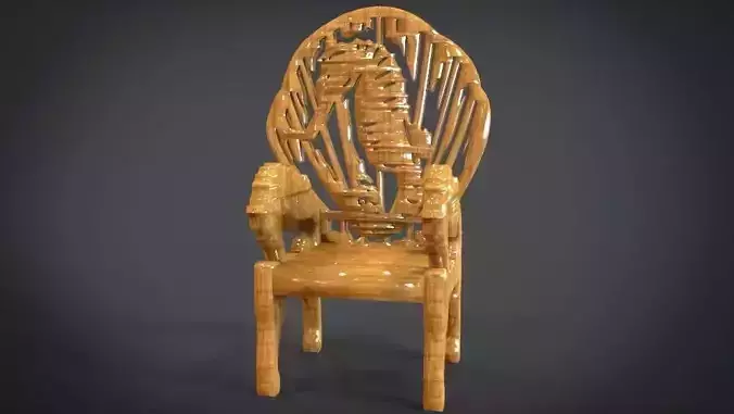 Unique Chair with a Seahorse Ornament model