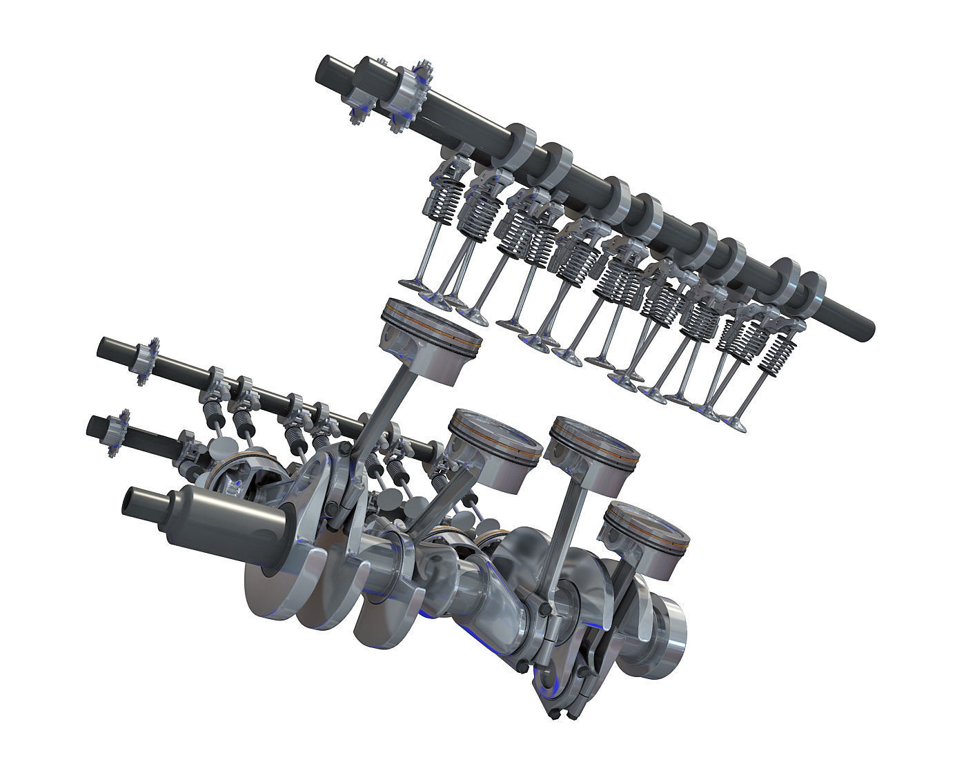 Animated V8 Engine Mechanism Internal Components 3D model_10