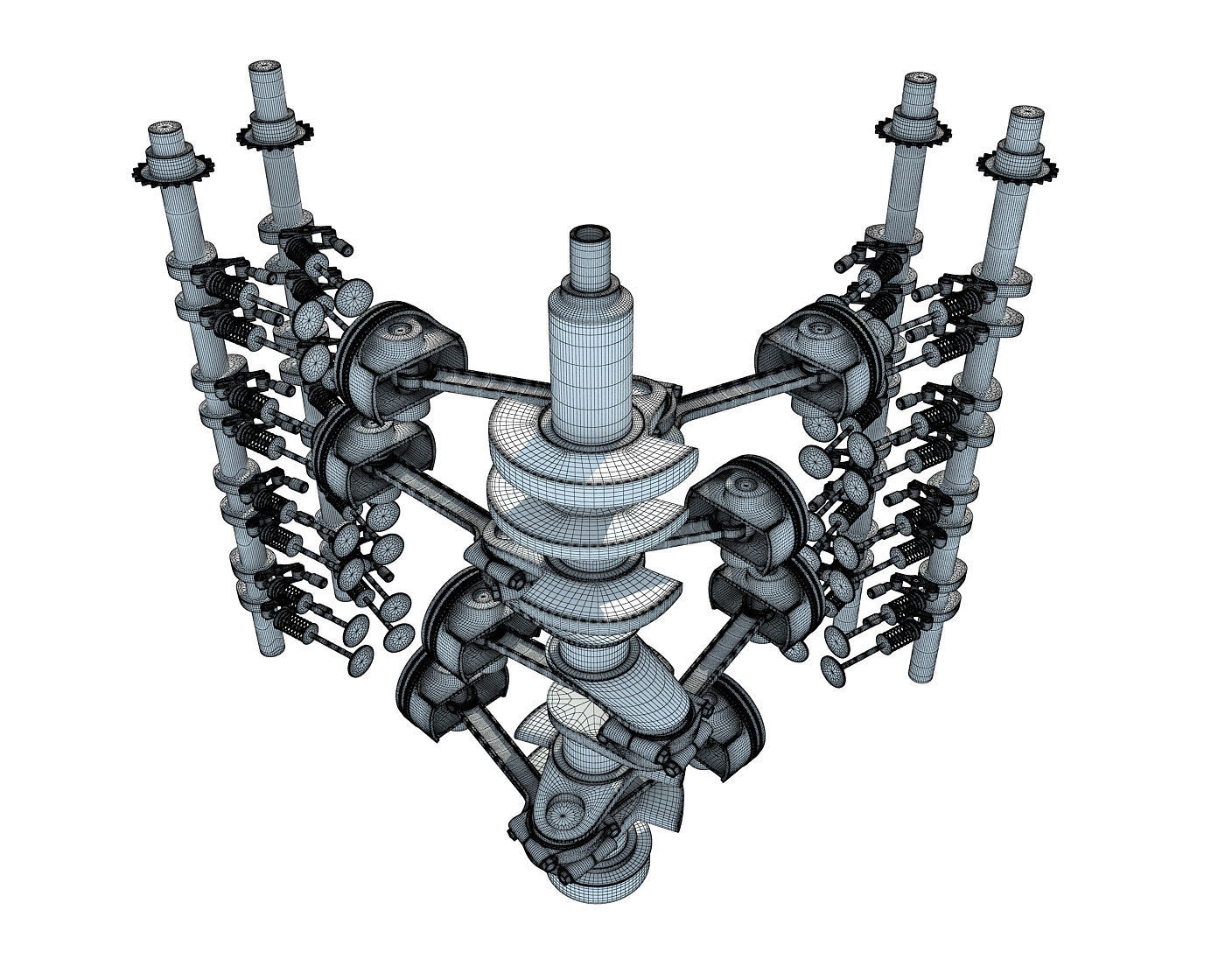 Animated V8 Engine Mechanism Internal Components 3D model_15